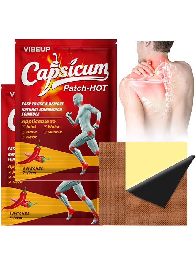 VibeUp 16 Patches Capsicum Patch Hot Patches, Tiger Patches For Pain Relief, Chinese Red Tiger Hot Capsicum Patch Ultra Strength Patches, Pain Relief Plaster Herbal Patches For Arthritis, Knee Bone, Back, Joint, Muscle Neck Pain Relieving - Image 1