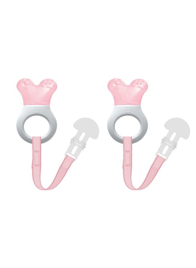 MAM MAM Baby Toys, Teething Toys, Mini Cooler Teether with Clip, Girl, 2+ Months, 2 Count  - Image 1