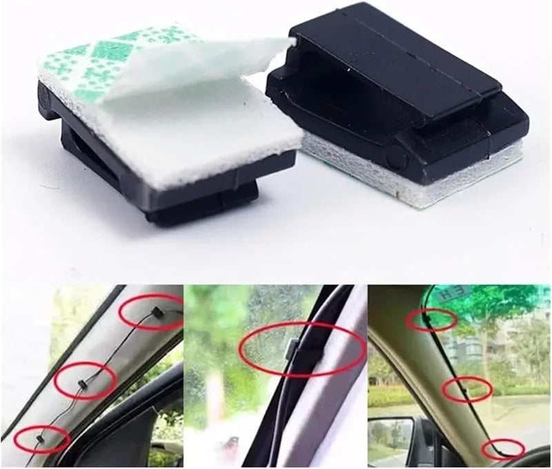 20Pcs Black Self Adhesive Cable Clips Car Dashboard Wire Holder Cord Organizer - Image 4