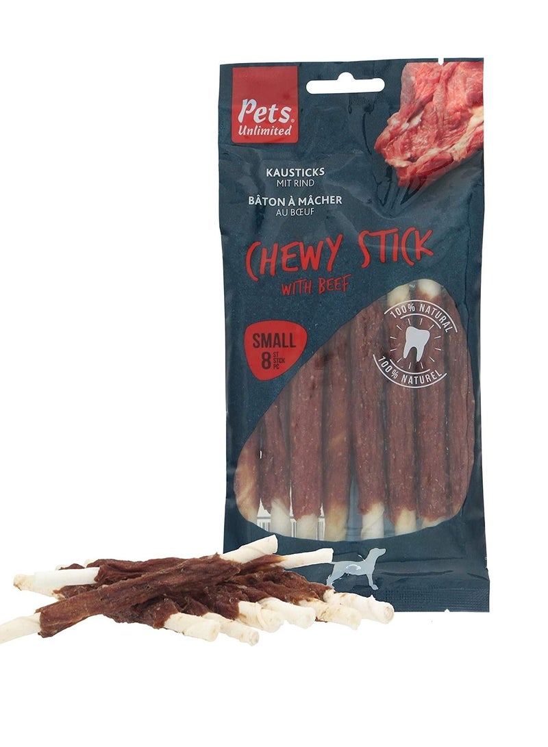 Pets Unlimited Chewy Sticks with Beef Dog Treats 8PC 72g - Image 1