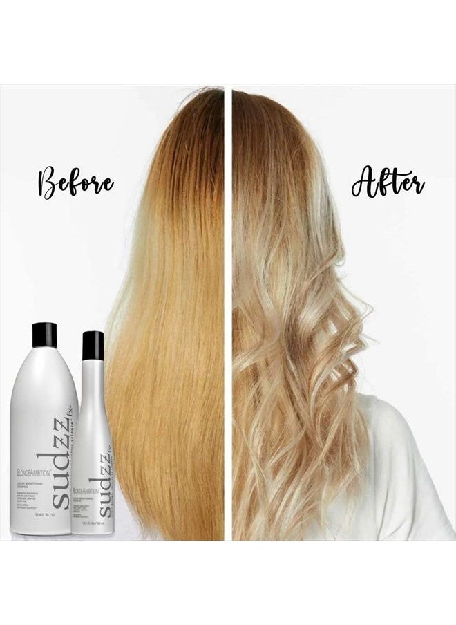 SUDZZFX BlondeAmbition Luxury Brightening Shampoo - Blonde Hair Shampoo - Sulfate Free Shampoo for Men & Women - Travel Size Shampoo - Color Treated Shampoo - Blue Shampoo for Gray Hair, 10.1 Fl Oz  - Image 3