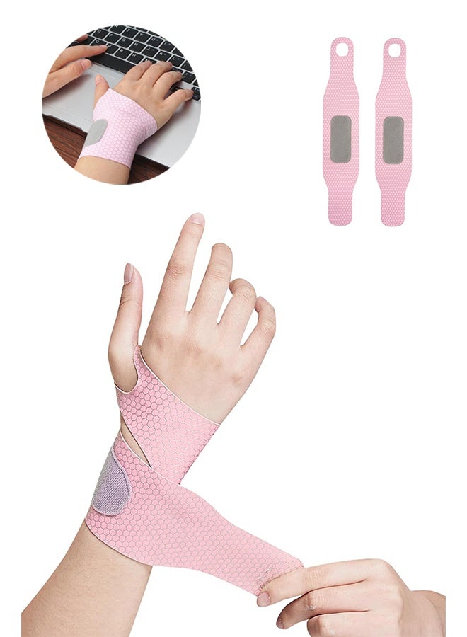 ليمون قطعتان من دعامات المعصم فائقة الرقة لمتلازمة النفق الرسغي، أربطة معصم مرنة لالتهاب المفاصل والأوتار، أحزمة معصم داعمة، تخفف الألم، وتوفر ضغطًا ودعمًا لعشاق اللياقة البدنية (وردي). - Image 1