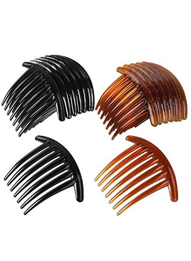 Heqishun 24 Pcs 7 Tooth French Twist Comb Plastic Hair Clip Hair Side Combs Hair Accessory For Women Girls (Black And Brown)  - Image 1
