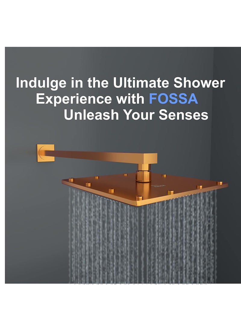 FOSSA Fossa 6 Inch Rainfall Shower Head Fixed Shower Head 304 Stainless Steel Rain Showers Overhead Wall Mounted (Rose Gold)  - Image 4