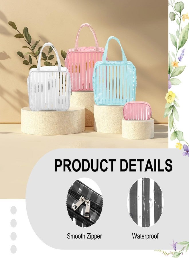 PATIKIL 2 Pcs Clear Makeup Cosmetic Bag, 8.6"x4.7"x2.3" Transparent PVC Travel Toiletry Bag Waterproof Vinyl Organizer Makeup Pouch with Zipper for Women Men Airport Airline, Black - Image 3
