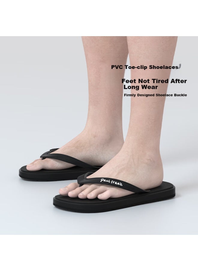 Paul Frank Men's Large Size Summer Slippers Outdoor Anti-slip Wear-resistant Toe-clip Beach Shoes Black 44-45 - Image 3