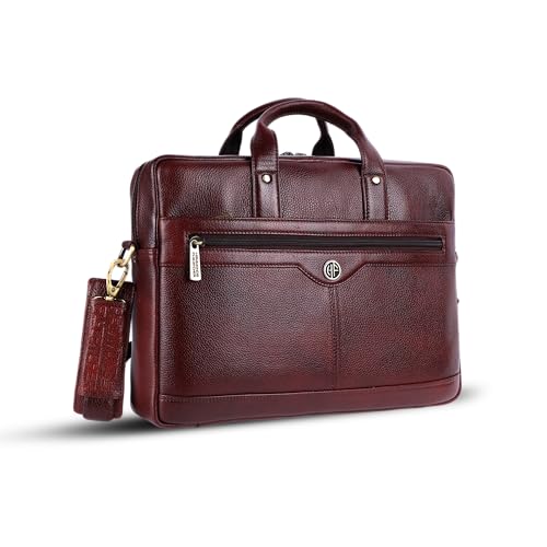 HAMMONDS FLYCATCHER Genuine Leather Office Bag for Men - 15.6 Inch Laptop Bag for Men, Adjustable Strap, Multi Compartments - Ideal for Office, Travel, Daily Use - 1 Year Warranty - Brown - Image 1