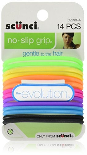Scunci The Evolution No Slip Grip Hair Ties Assorted Color  14 CT
