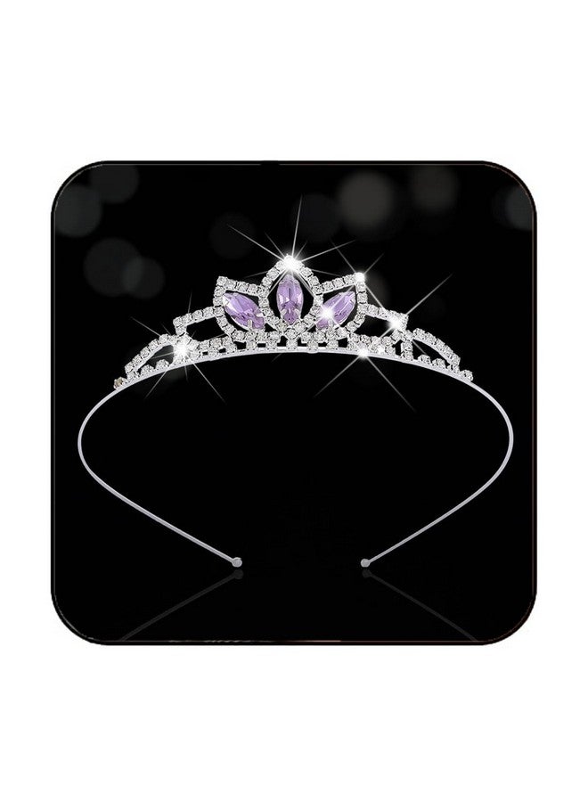 كيلشي تاج الأميرة الفضي والتاج الوردي والكريستال والتيجان وغطاء الرأس لعيد الميلاد من حجر الراين للنساء (أرجواني) - Image 1