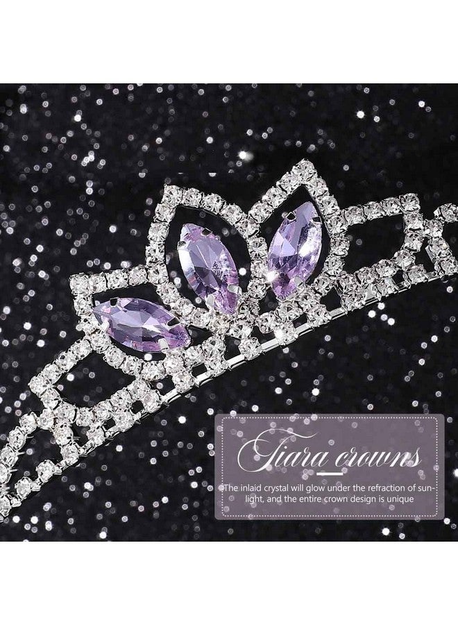 كيلشي تاج الأميرة الفضي والتاج الوردي والكريستال والتيجان وغطاء الرأس لعيد الميلاد من حجر الراين للنساء (أرجواني) - Image 3