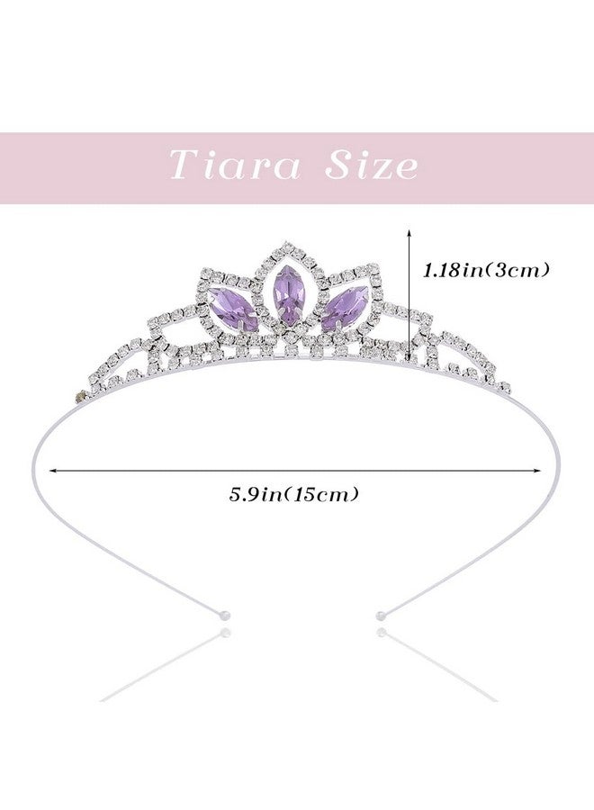 كيلشي تاج الأميرة الفضي والتاج الوردي والكريستال والتيجان وغطاء الرأس لعيد الميلاد من حجر الراين للنساء (أرجواني) - Image 4