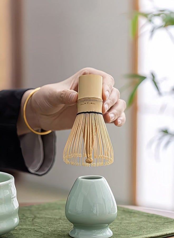 متجر الفرح طقم خفاقة ماتشا، طقم خفاقة ماتشا 4 قطع، خفاقة ماتشا ووعاء مع فوهة صب، حامل خفاقة شاي سيراميك، طقم ماتشا تقليدي - Image 5