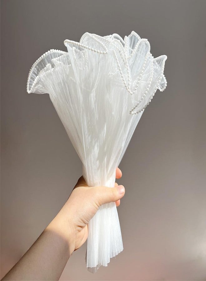 metulip 4 Yards White Flower Wrapping Paper Pearl Mesh Bouquet Wrapping Paper Flower Bouquet Accessories Floral Wrapping Paper for Wedding Valentines Florist Supplies Gift Packaging - Image 2