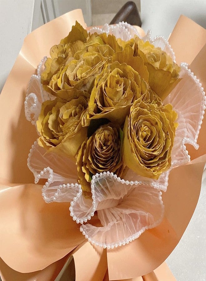metulip 4 Yards White Flower Wrapping Paper Pearl Mesh Bouquet Wrapping Paper Flower Bouquet Accessories Floral Wrapping Paper for Wedding Valentines Florist Supplies Gift Packaging - Image 5