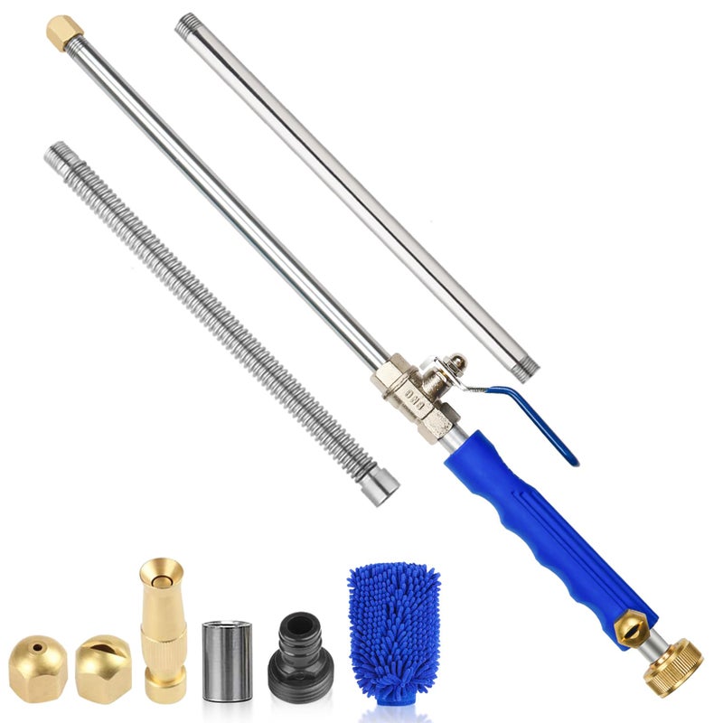 Yiliaw 39" High Pressure Power Washer Wand for Garden Hose, Flexible Jet Nozzle Sprayer with 3 Spray Tips, Gutter Cleaner & Car Wash Hose Attachment (Blue) - Image 1