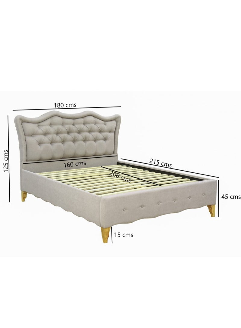 AFT Elegant Diwan Bed with Tufted Headboard – Upholstered Design, Solid Wooden Legs – Spacious 160×200 cm Sleeping Area, Overall Dimensions 215×180×125 cm – Modern Comfort & Sophisticated Style (Light Brown) - Image 4