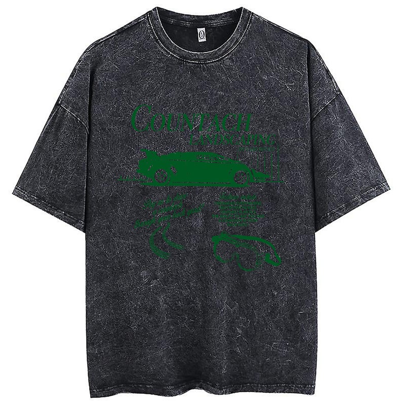 New Unisex Loose Cotton T-Shirt Vintage Washed Distressed Drop Shoulder Round Neck T-Shirt Sale - Image 1
