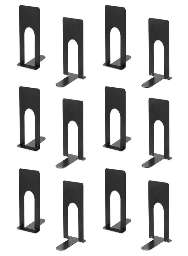 JIANTA Small Book Ends, Bookends for Shelves, Heavy Duty Metal Bookends, Black Non-Skid Bookshelf Holder Stand for Home, Office, Library, School (5.1 x 3.9 x 2.7 in, 6 Pairs) - Image 1