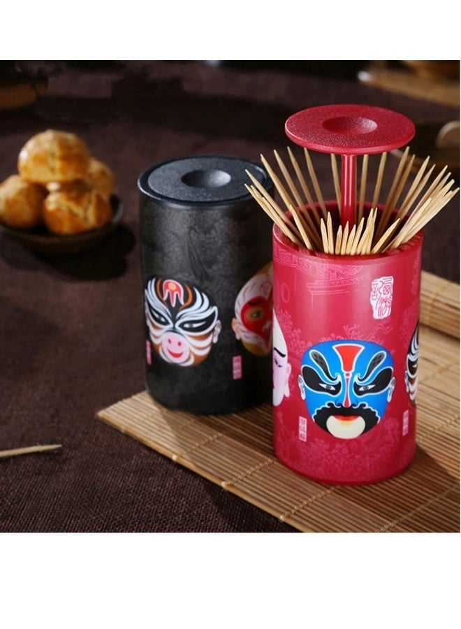 Pop up Plastic Toothpick Holder Toothpick Box Special Toothpick Dispenser Toothpick Cotton Swab Storage Box Unique Home Design Decoration Great Gifts (Red Black)  - Image 5