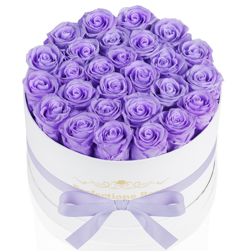 Perfectione Roses Perfectione Roses 27 Roses in a Box Mothers Day Rose Preserved Flowers for Her Flowers for Delivery Birthday Gifts for Women Light Purple 