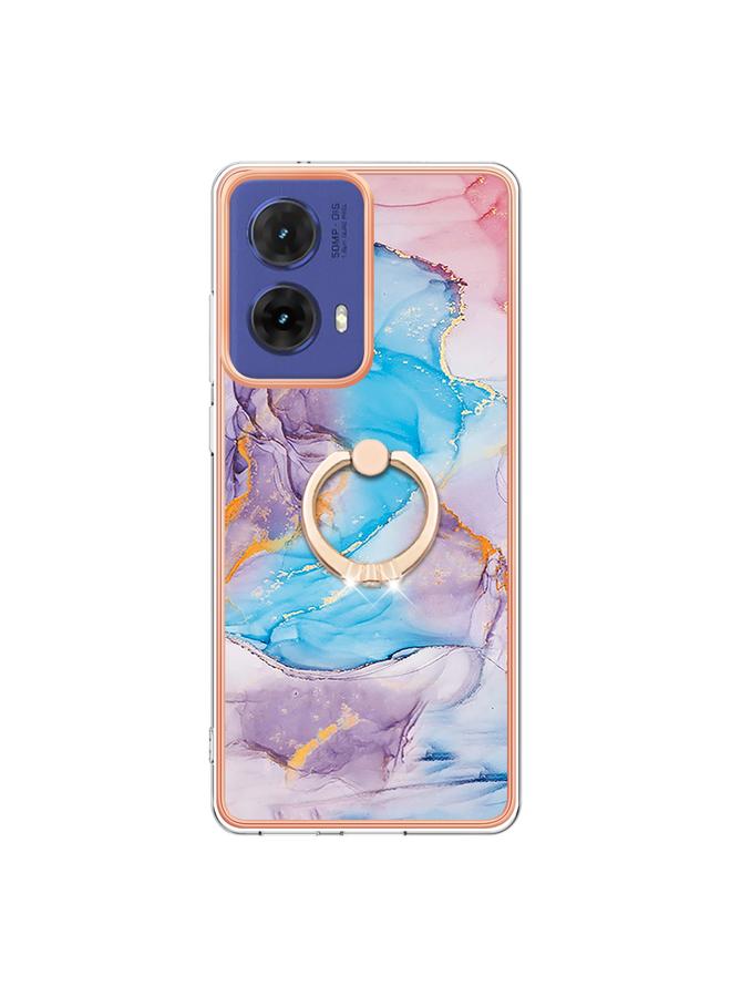 erorex Case For Motorola Moto G85 Electroplating Pattern IMD TPU Shockproof Case with Rhinestone Ring Holder - Image 2