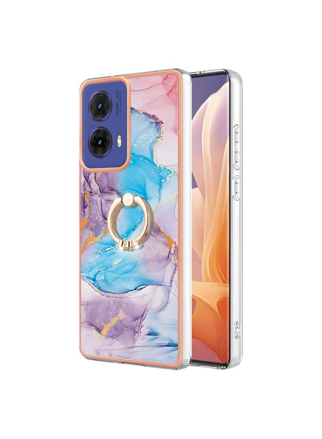 erorex Case For Motorola Moto G85 Electroplating Pattern IMD TPU Shockproof Case with Rhinestone Ring Holder - Image 1