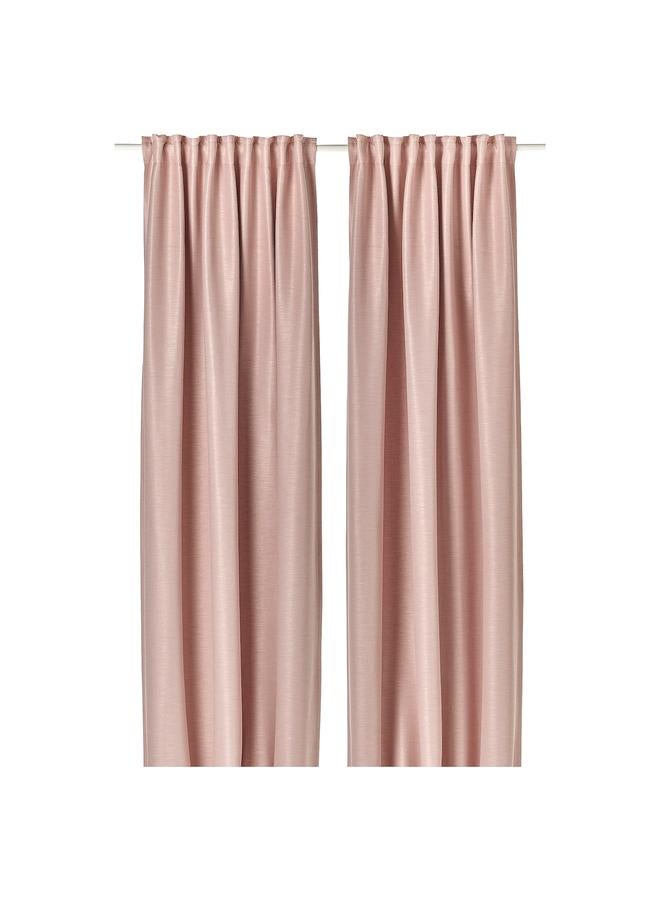 Zaboon Room darkening curtains, 1 pair, with heading tape/pink, 145x300 cm - Image 1