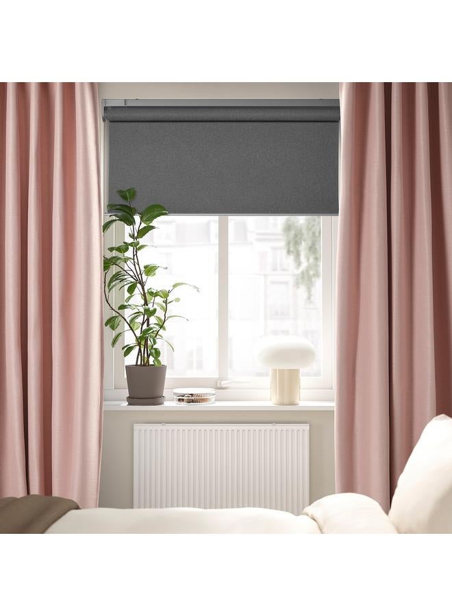 Zaboon Room darkening curtains, 1 pair, with heading tape/pink, 145x300 cm - Image 3