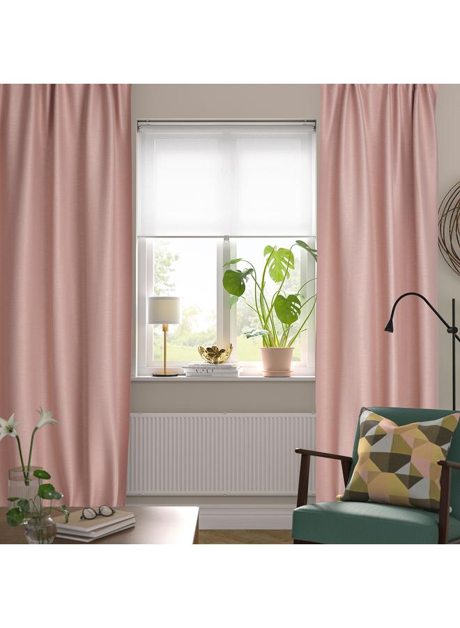 Zaboon Room darkening curtains, 1 pair, with heading tape/pink, 145x300 cm - Image 2