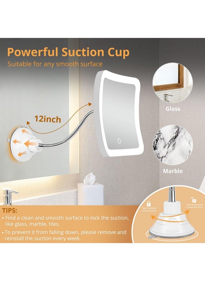 Fabuday - Flexible Gooseneck 30X Lighted Magnifying Mirror - Upgraded Rechargeable Makeup Mirror With Lights And Magnification, Led Travel Mirror With Suction Cup For Bathroom, 3 Color Lighting, Square - Image 1
