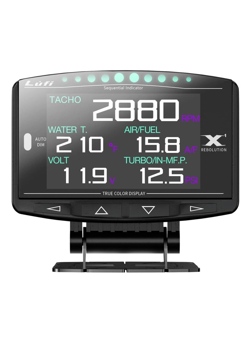 Lufi X1 Obd2 Gauge Display,Boost Gauge,Speedometer,Water Temperature Meter,Multi-ECU Data Combination Cluster,for Honda、Toyota、VW and Mazda (car Special) - Image 1