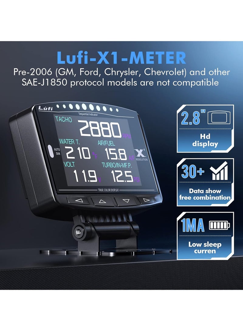 Lufi X1 Obd2 Gauge Display,Boost Gauge,Speedometer,Water Temperature Meter,Multi-ECU Data Combination Cluster,for Honda、Toyota、VW and Mazda (car Special) - Image 2