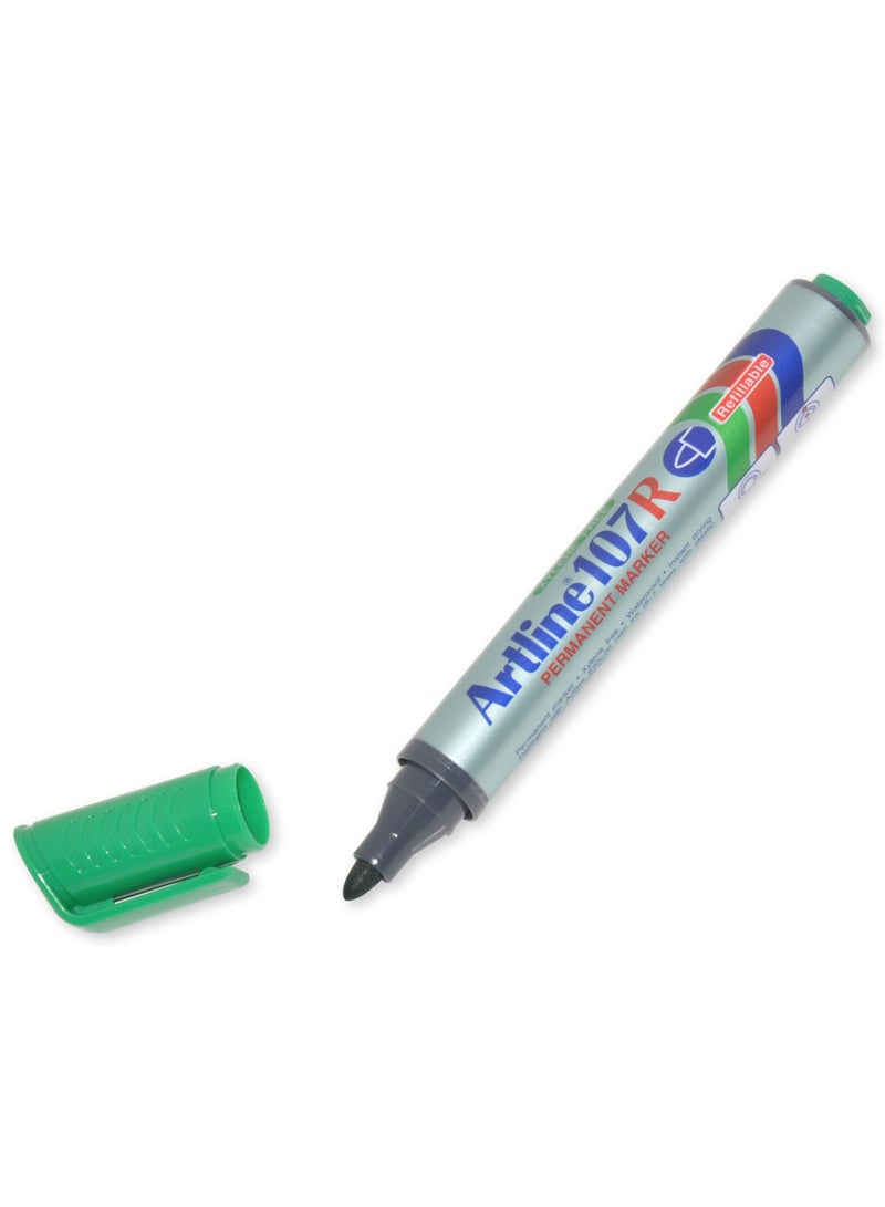 Artline Marker, Ek-107 Pack of 12, 1.5mm, Bullet, Green - ARMK107GR - Image 1