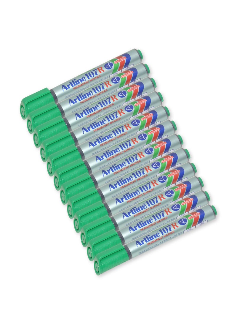 Artline Marker, Ek-107 Pack of 12, 1.5mm, Bullet, Green - ARMK107GR - Image 2