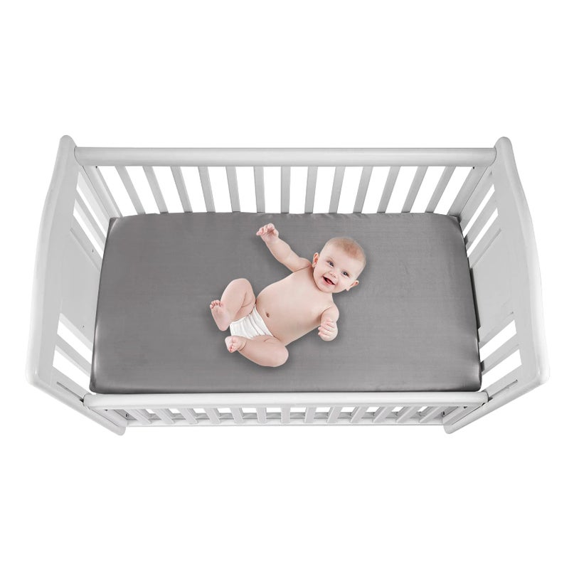 GUNTAIL 2 Pack Silk Crib Sheets for Baby with Sensitive Hair Satin Baby Mattress Sheet Boys and Girls Unisex 52â€™â€™x28â€™â€™x8â€™â€™ Fitted Sheets, Full, LQQ4-2 - Image 3