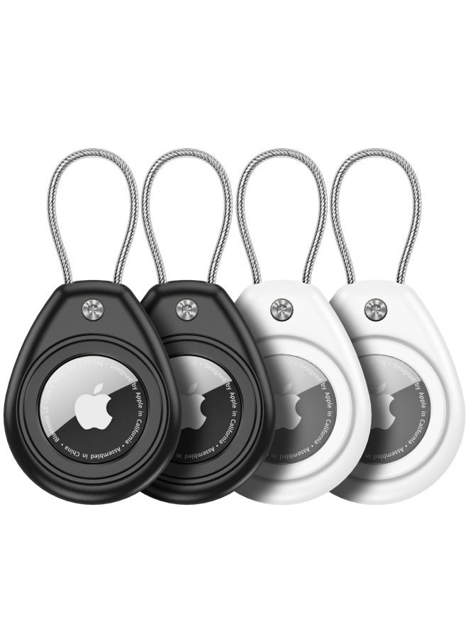 Generic - Applicable AirTag Protective Cover For Apple Airtag Anti-lost Locator Rope Transparent All-inclusive Metal Rope Protective Cover-Color:Black-Applicable Models:AirTag - Image 1