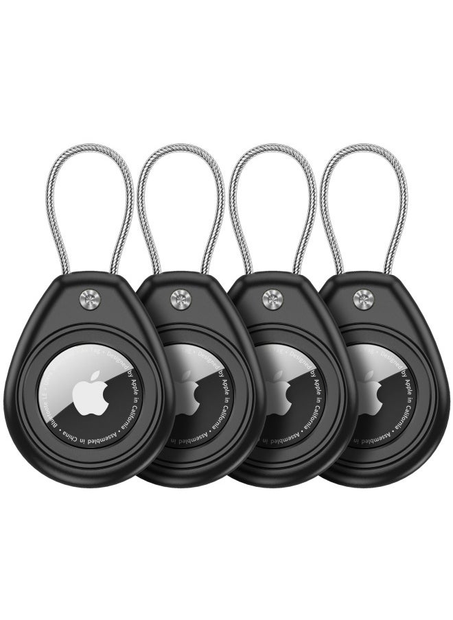 Generic - Applicable AirTag Protective Cover For Apple Airtag Anti-lost Locator Rope Transparent All-inclusive Metal Rope Protective Cover-Color:Black-Applicable Models:AirTag - Image 1