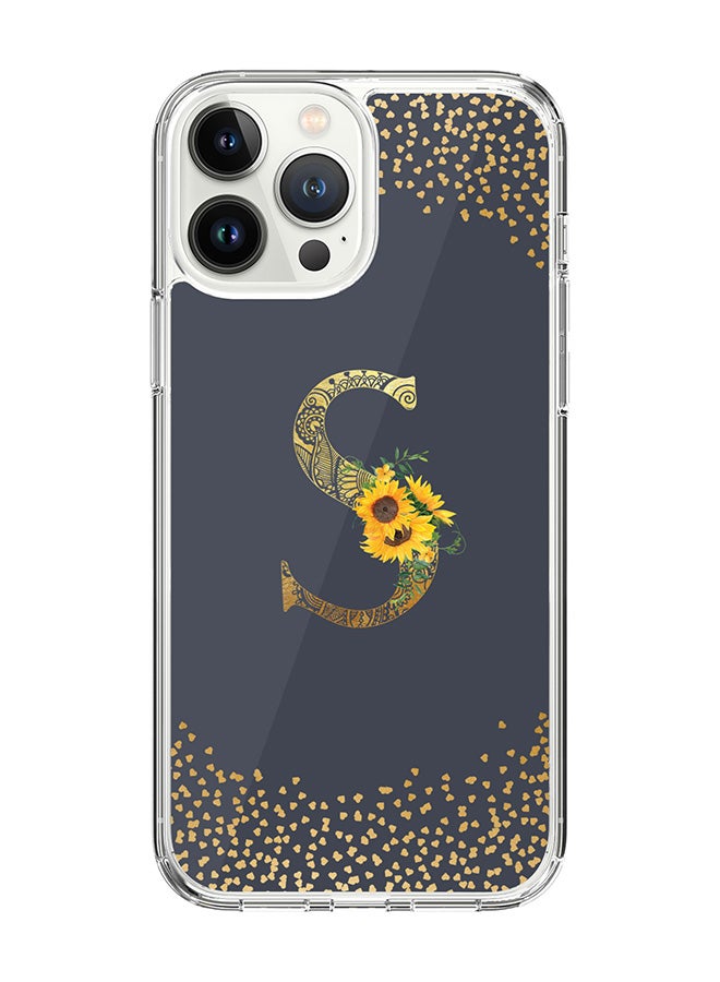 Stylizedd Classic Clear Case For iPhone 15 Pro Max, Hybrid Soft Case Thin Cover- Custom Monogram Initial Letter Mandala Floral Pattern Alphabet - S ( Grey) - Image 1