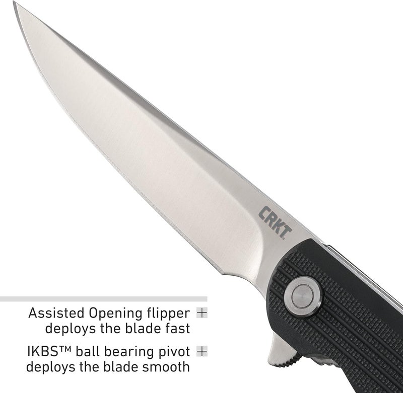 CRKT LCK + Everyday Carry Assisted Folding Knife with Liner Lock: Stainless Steel Plain Edge Blade, Glass-Reinforced Nylon Handle, Pocket Clip, 3810 - Image 5