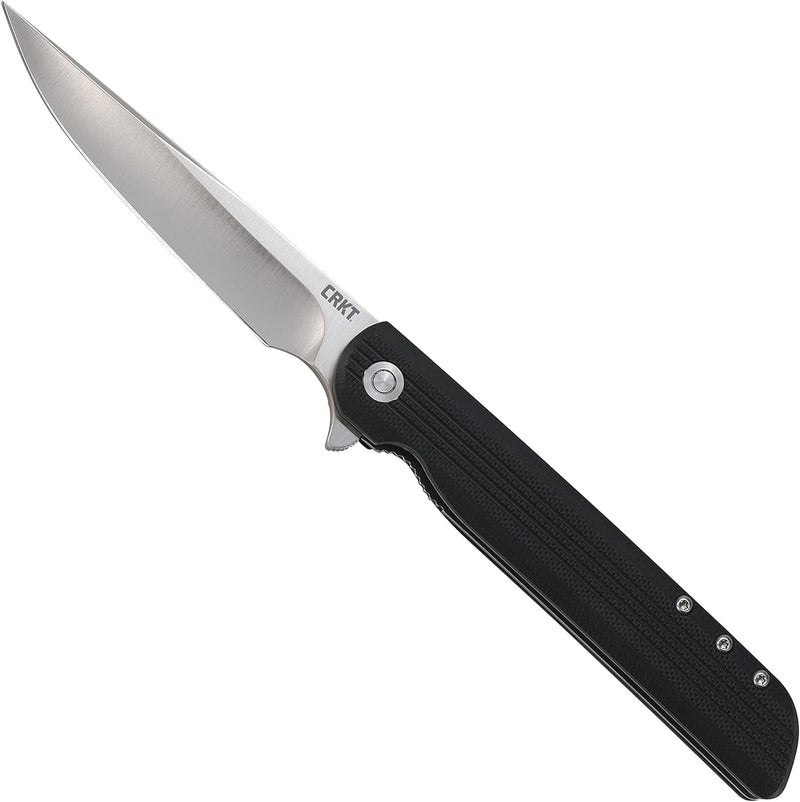 CRKT LCK + Everyday Carry Assisted Folding Knife with Liner Lock: Stainless Steel Plain Edge Blade, Glass-Reinforced Nylon Handle, Pocket Clip, 3810 - Image 1