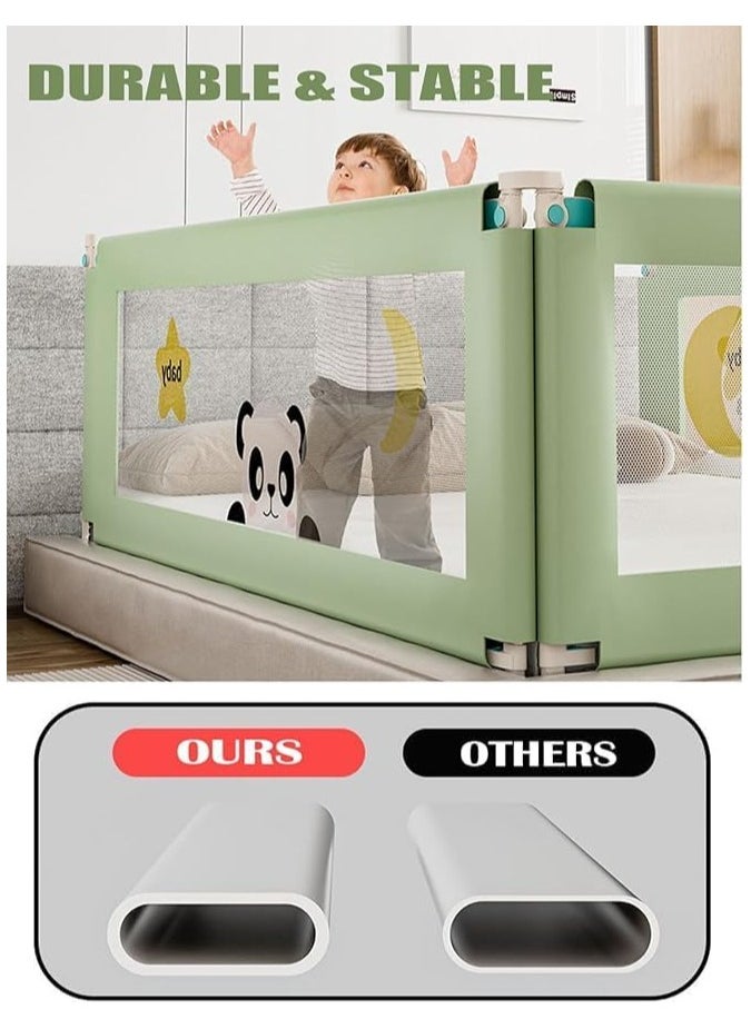 Bed Rail for Toddlers,Guard with Dual-Child Lock,Extra Long Bed Crib Bumper for Kids, Adjust Up&Down Safety Toddler Bed Rail for King Queen Full Twin Size Bed,1 Pack (Green-1.8m)  - Image 2