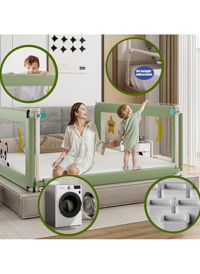 Bed Rail for Toddlers,Guard with Dual-Child Lock,Extra Long Bed Crib Bumper for Kids, Adjust Up&Down Safety Toddler Bed Rail for King Queen Full Twin Size Bed,1 Pack (Green-1.8m)  - Image 3