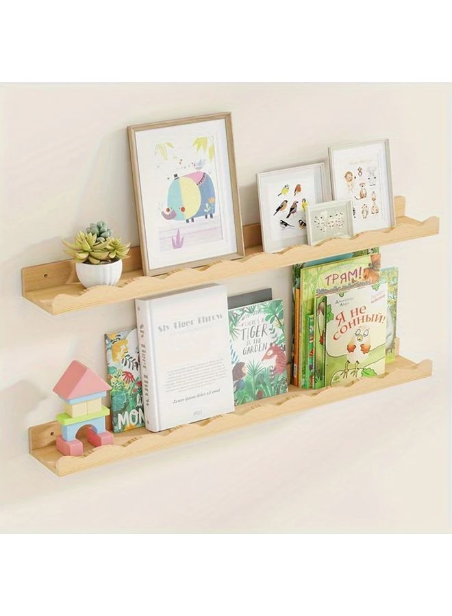 White Floating Shelves Double Layer Adjustable Storage Rack For Wall Display - Image 3