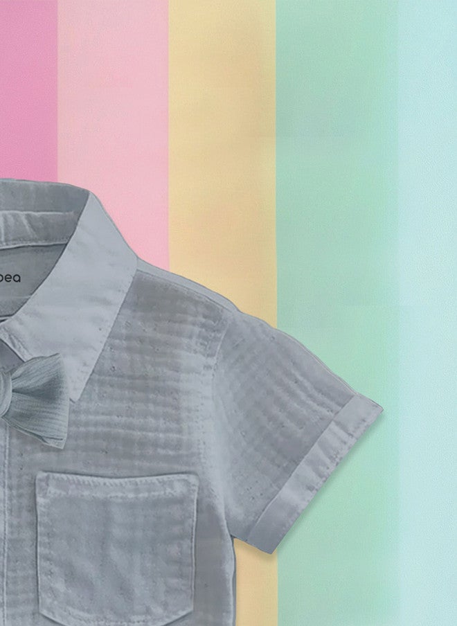 Kidbea Kids Grey Linen Shirt and Shorts Set - Image 5