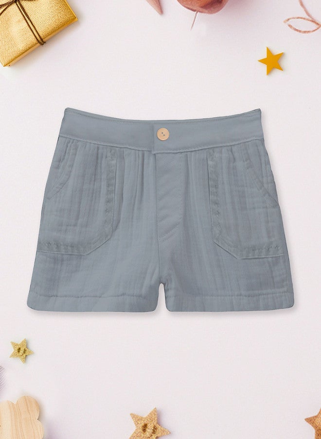 Kidbea Kids Grey Linen Shirt and Shorts Set - Image 4