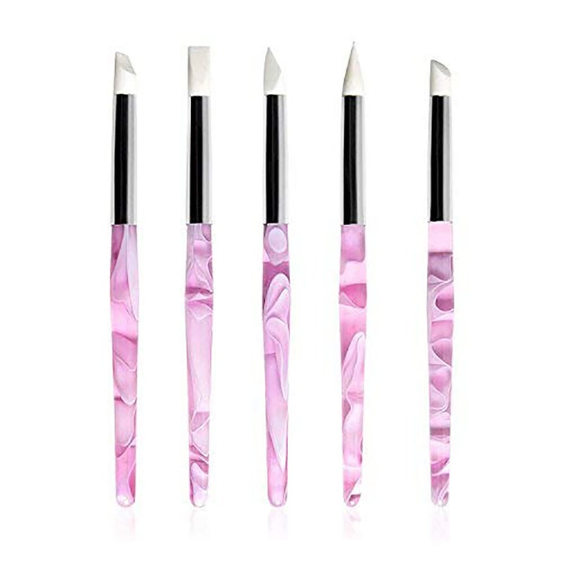 BQAN 5Pcs Nail Art Sculpture Pen Silicone Nail Art Brushes for Gel Acrylic Nails Foil Carving Drawing Shaping Nail Art Tools for Home Salon