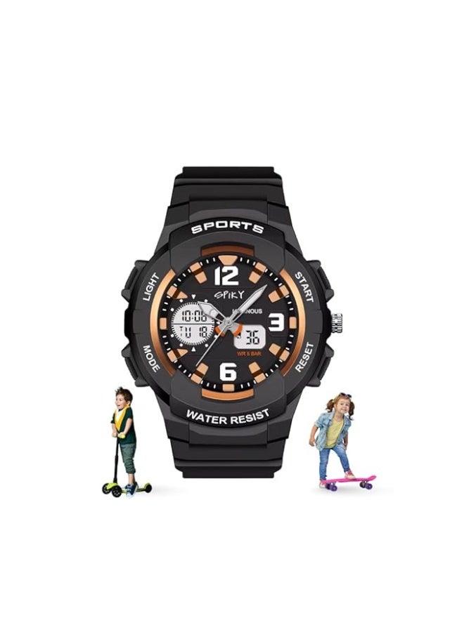 SPIKY Analog Digital Sports Watch for Kids | Multifunctional, Dual Time & Luminous Display | Water-Resistant & Silicone Strap | Best Birthday Gift Wrist Watches for Girls & Boys | Age 3-10 yrs - Image 1