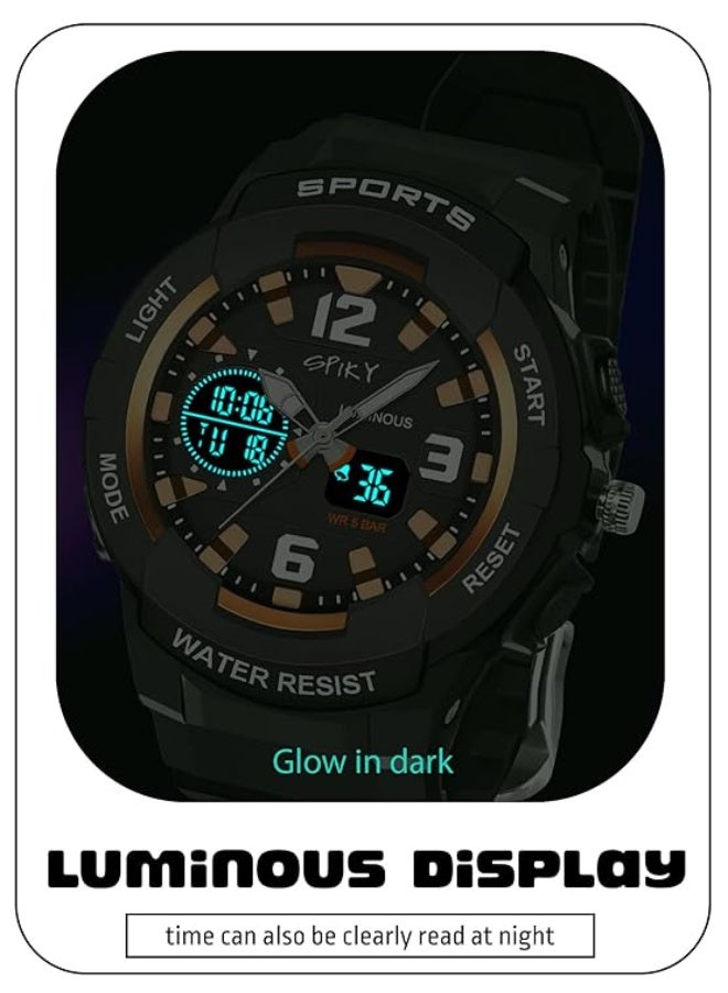 SPIKY Analog Digital Sports Watch for Kids | Multifunctional, Dual Time & Luminous Display | Water-Resistant & Silicone Strap | Best Birthday Gift Wrist Watches for Girls & Boys | Age 3-10 yrs - Image 2