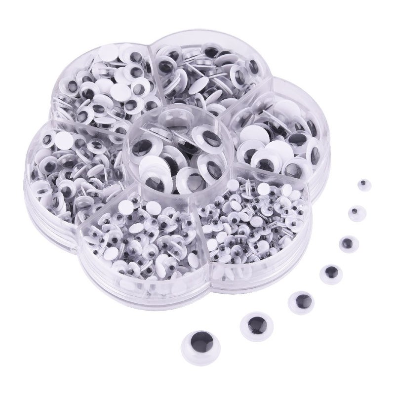 KUUQA 700 Pieces Mixed Wiggle Googly Eyes Self Adhesive Googly Eyes DIY Scrapbooking Crafts Assorted Sizes