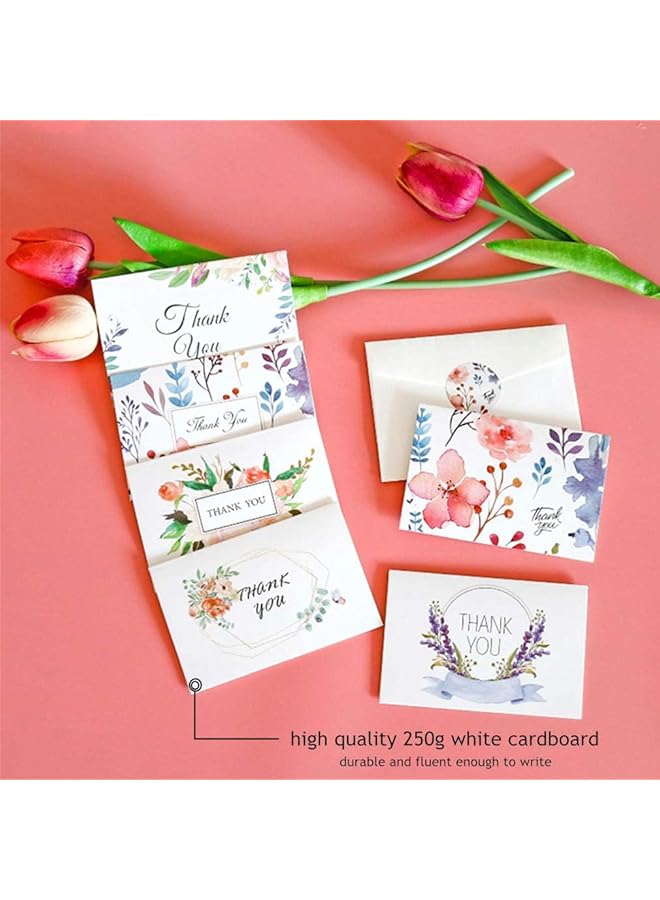 إيروريكس مجموعة بطاقات الشكر مكونة من 18 بطاقة معايدة بألوان مائية وزهور ملونة مع مظاريف وملصقات لحفلات الزفاف وأعياد الميلاد والمعلمين والموظفين والمزيد. مثالية لكل المناسبات! - Image 2